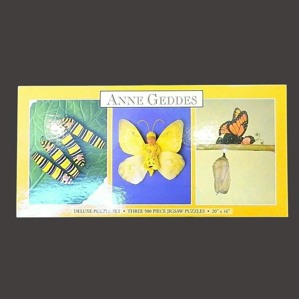 Vintage Deluxe Puzzle Set x3 Anne Geddes 500-Piece Jigsaw Puzzles Babies 1999